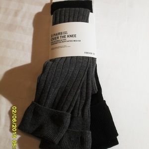 2 PAIR OF OVER THE KNEE SOCKS NEW